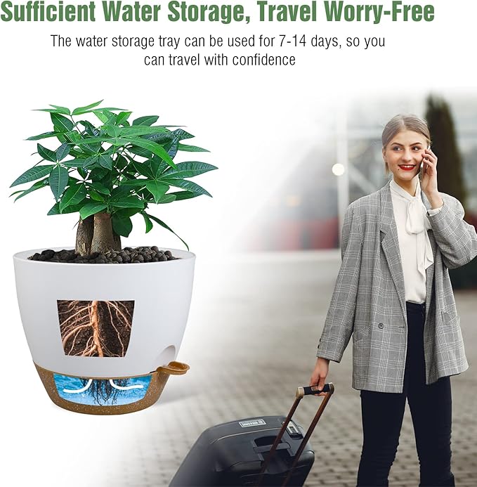 12inch 2Pack Large Self Watering Planters, Plastic Plant Pots - Image 5