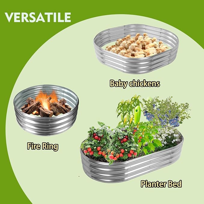 5X2.7X1 FT Oval Galvanized Metal Garden Raised Bed/Plant Box - Image 2