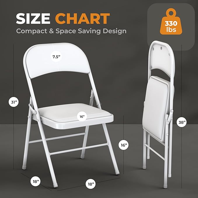 4 Pack Leather Chair | Foldable & Stackable | 350 lbs Capacity Steel Frame Seats - Image 3