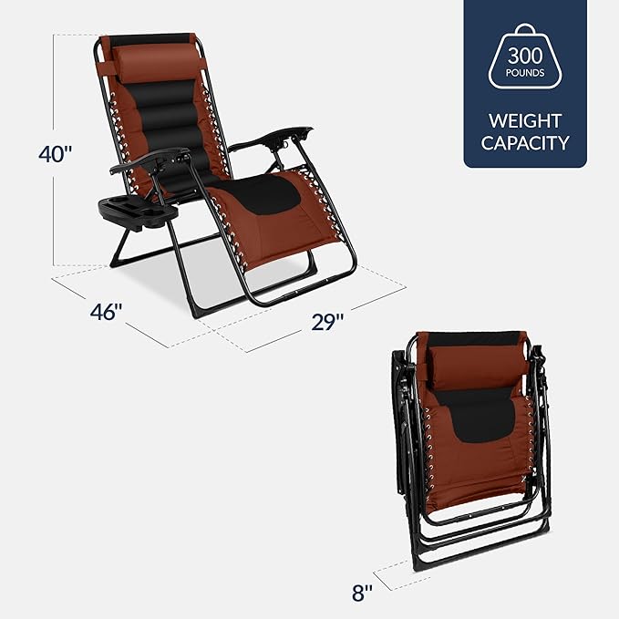 Best Choice Products Oversized Padded Zero Gravity Chair, Folding Outdoor Patio - Image 3