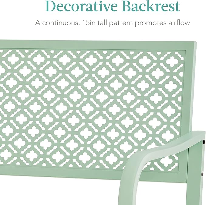 Best Choice Products Outdoor Bench 2-Person Metal Steel Benches Furniture - Image 5