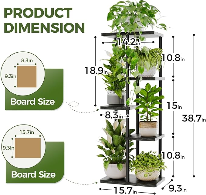 Bamworld Plant Stand Indoor, Corner 5 Tier Metal Plant Shelf - Image 5