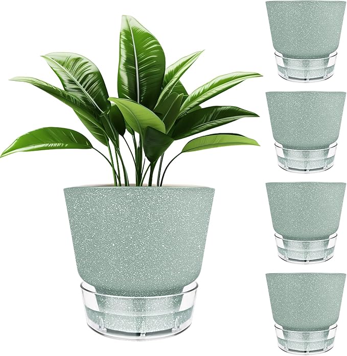 Green Self Watering Plant Pots by HYNZ
