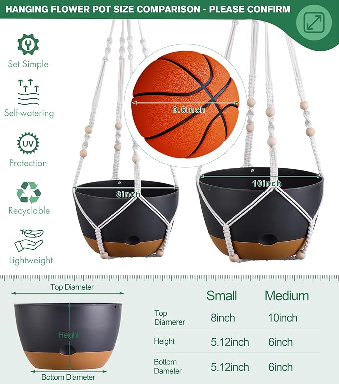 montresor Set of 2-8 Inch Hanging Planters - Image 5