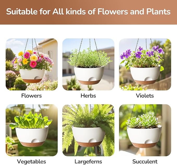 Hanging Planter for Indoor Plants, 10 Inch Self-Watering Hanging Planters - Image 5