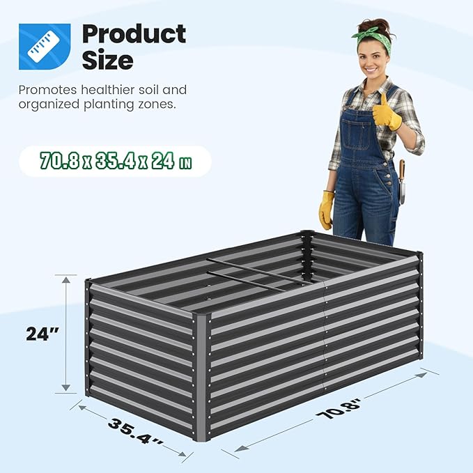 Quictent Galvanized Raised Garden Bed 6x3x2 Ft Metal Planter Box Bottomless - Image 7