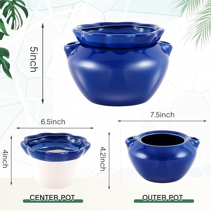 2 Sets African Violet Pots 7.5 Inch Self Watering Pot - Image 4