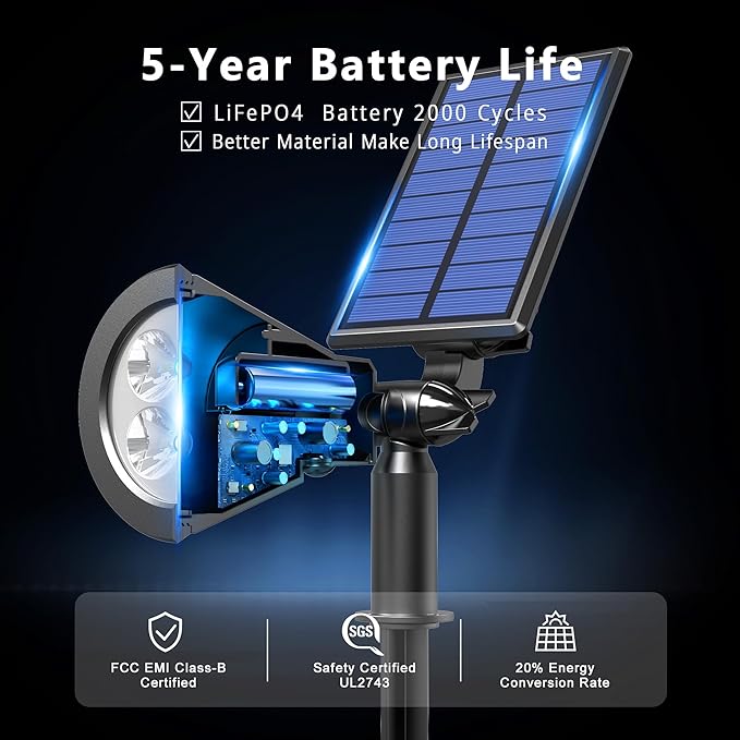 Solar Lights Outdoor Waterproof IP65, 3000K Super Bright LED, 2 Lighting Modes - Image 3