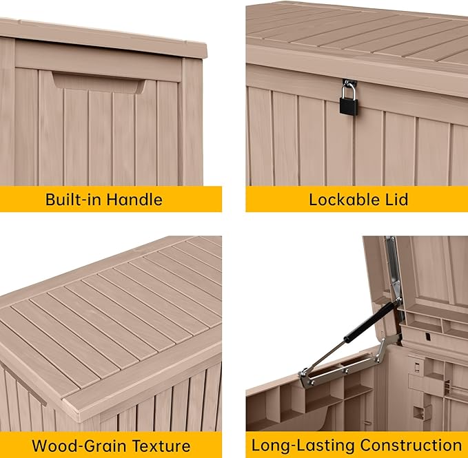 DRATO 200 Gallon Deck Box, Waterproof Resin Large Outdoor Storgae Box - Image 3