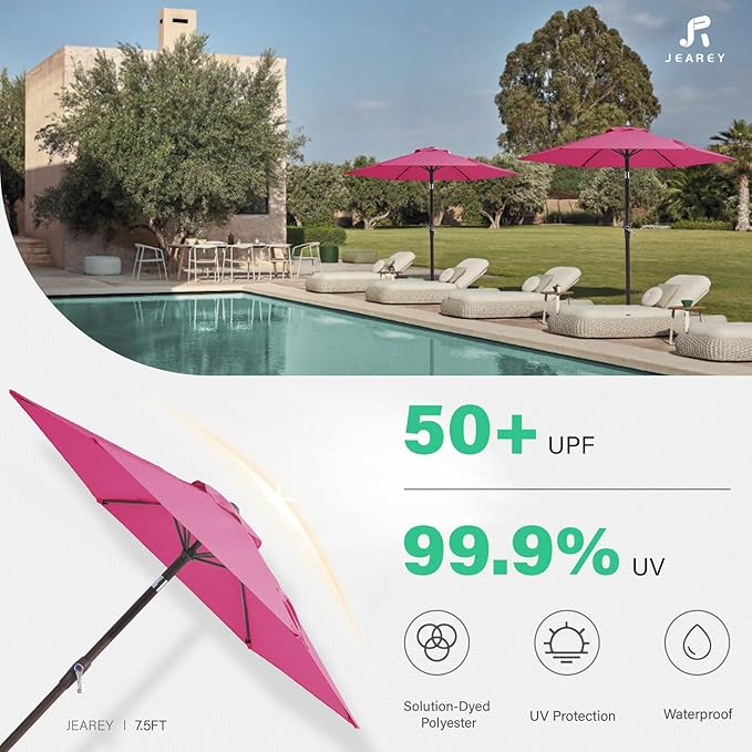 JEAREY 7.5FT Patio Umbrella Market Table Umbrella - Image 5