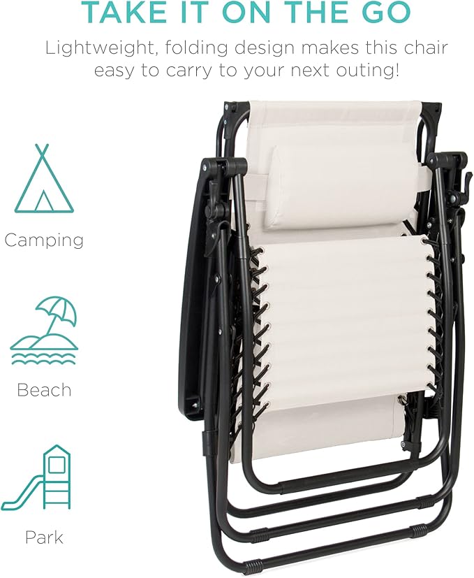 Best Choice Products Folding Zero Gravity Outdoor Recliner Patio Lounge Chair - Image 8