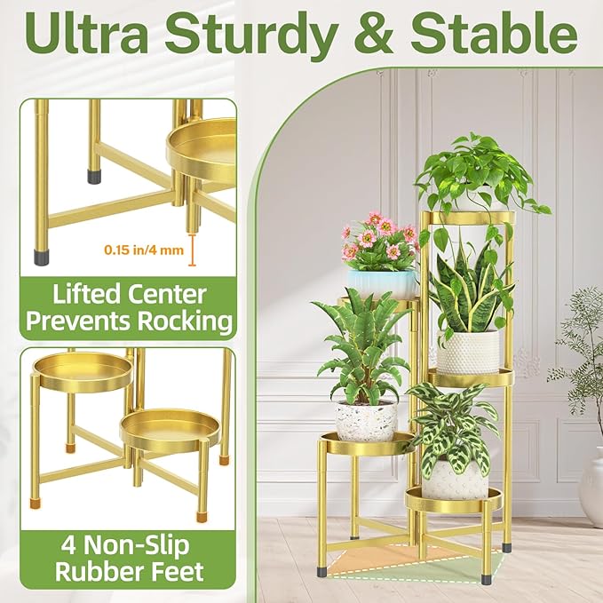 iDavosic.ly Plant Stand Indoor Outdoor, 5 Tier Corner Metal Flower Display - Image 4