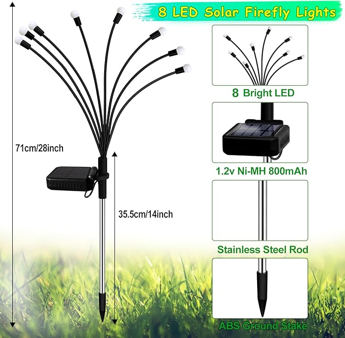 Kohlrabi Solar St Patricks Day Lights Outdoor, 10 Pack 80 LED Green Firefly - Image 2