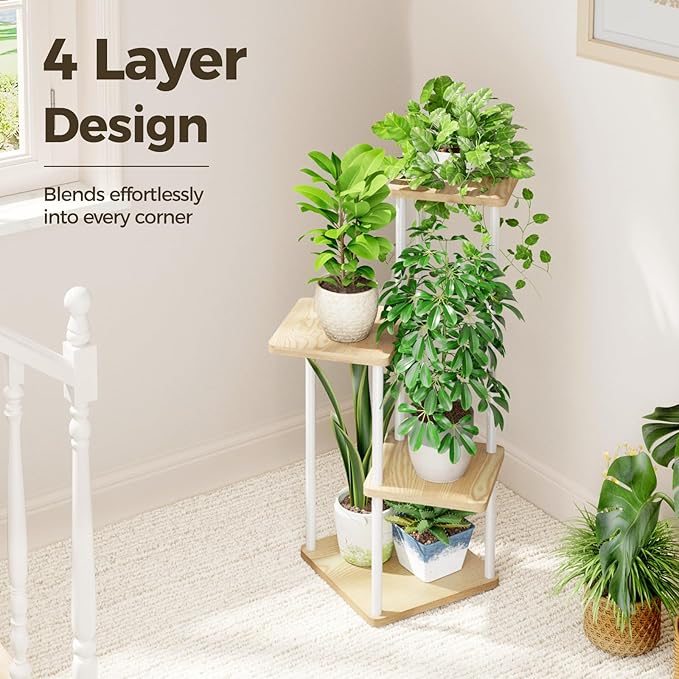Bamworld Small Plant Stand Indoor 4 Tier Metal Plant Shelf - Image 4