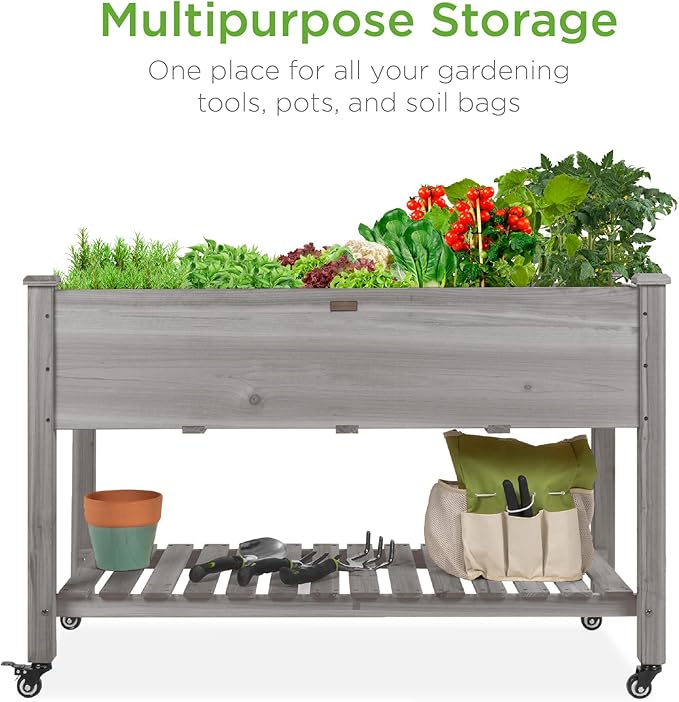 Best Choice Products Raised Garden Bed 48x24x32-inch Mobile Elevated Wood - Image 3