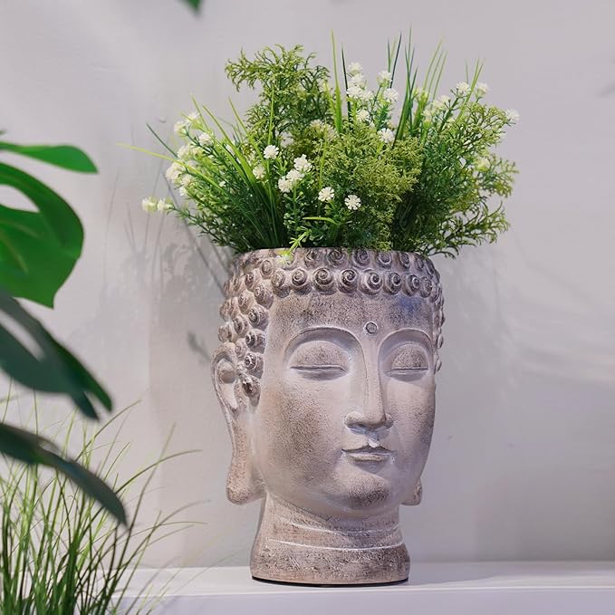Buddha - Face Flower Pot - Head Planters - Garden Statue - Cactus Succulents - Image 9