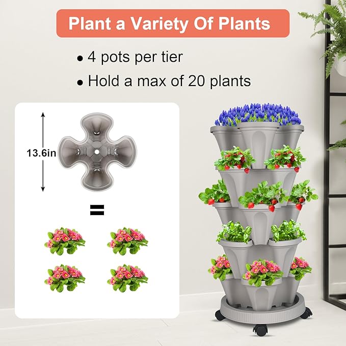 DUNCHATY Stackable Planter, Vertical Garden Planter - Image 4