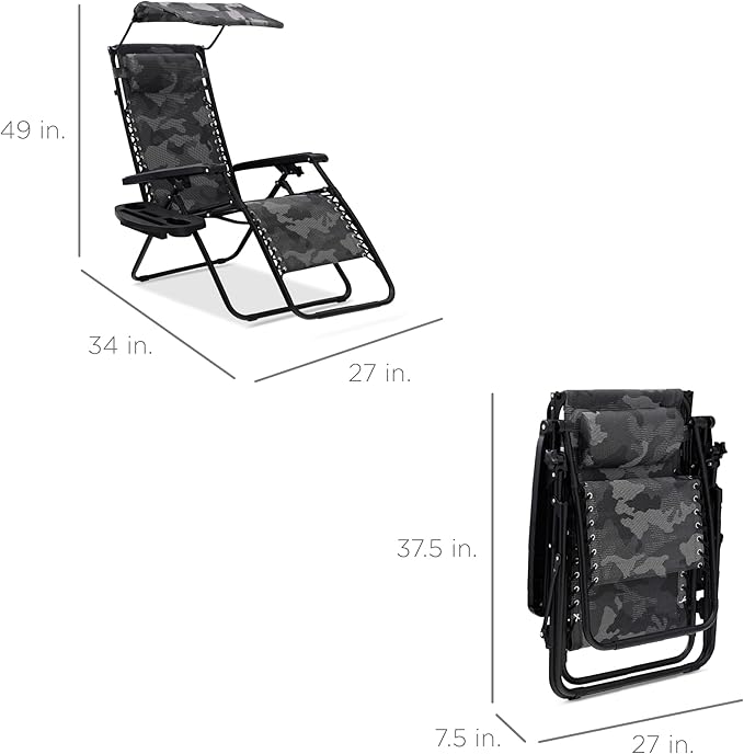 Best Choice Products Folding Zero Gravity Outdoor Recliner Patio Lounge Chair - Image 3