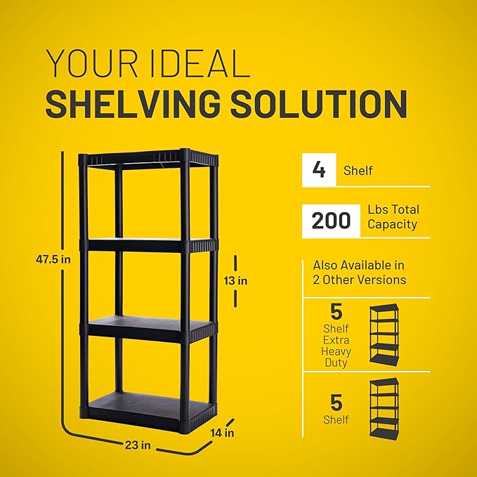 Plano 4-Shelf Plastic Storage Shelves, 48” x 23” x 14”, 200lb Capacity - Image 2
