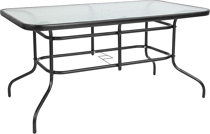Flash Furniture Tory 31.5" x 55" Rectangular Tempered Glass Metal Patio Table by FlashFurniture