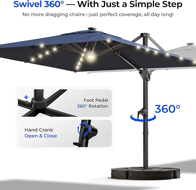 HOMSHADE 10 ft Square Cantilever Patio Umbrella - Image 5
