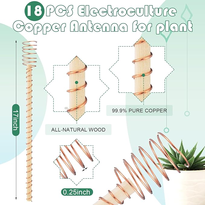 18 Pcs Electroculture Plant Stakes 17 Inches Long Copper Garden Stakes - Image 2