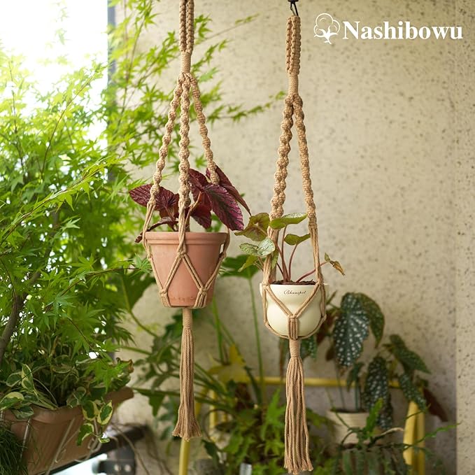 2Pcs Macrame Plant Hangers Indoor & Outdoor, Boho Hanging Planters - Image 5