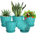 7 inch Plant Pots for Indoor Outdoor Plants, 5 Pack Thick Flower Pots by Meowell