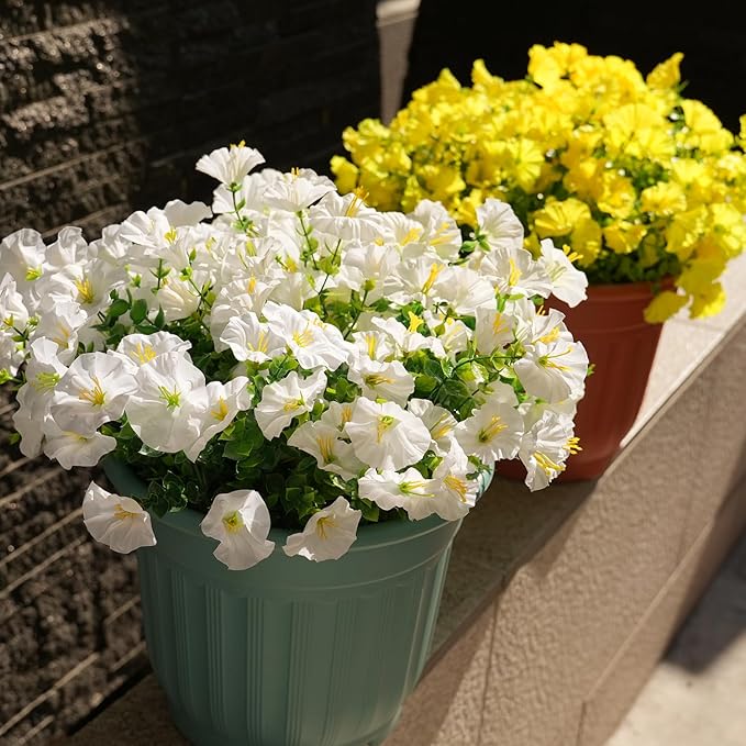 Artificial Flowers for Outdoors, UV Resistant Fake Silk Morning Glory, - Image 7