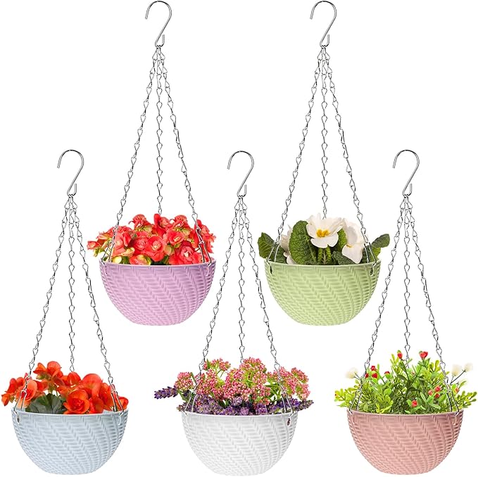 Foraineam 10 Pack Mini Hanging Planters Garden Self-Watering Flower Plant Pot - Image 2
