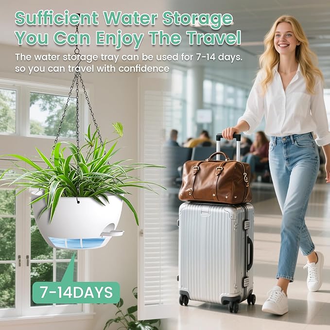 Set of 3-10 Inch Self Watering Hanging Planters - Image 6