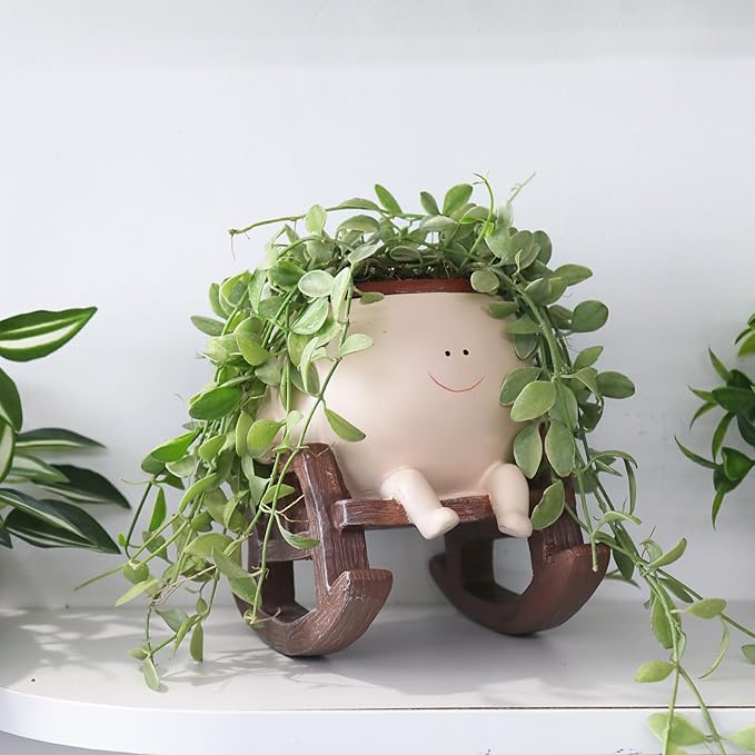 Smiley Face Rocking Chair Planters Flower Pots by CamotankOriginalDesignandCreation