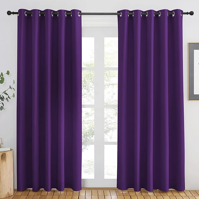 NICETOWN Royal Purple Blackout Curtains 84 inch Length, Grommet Top Room by NICETOWN