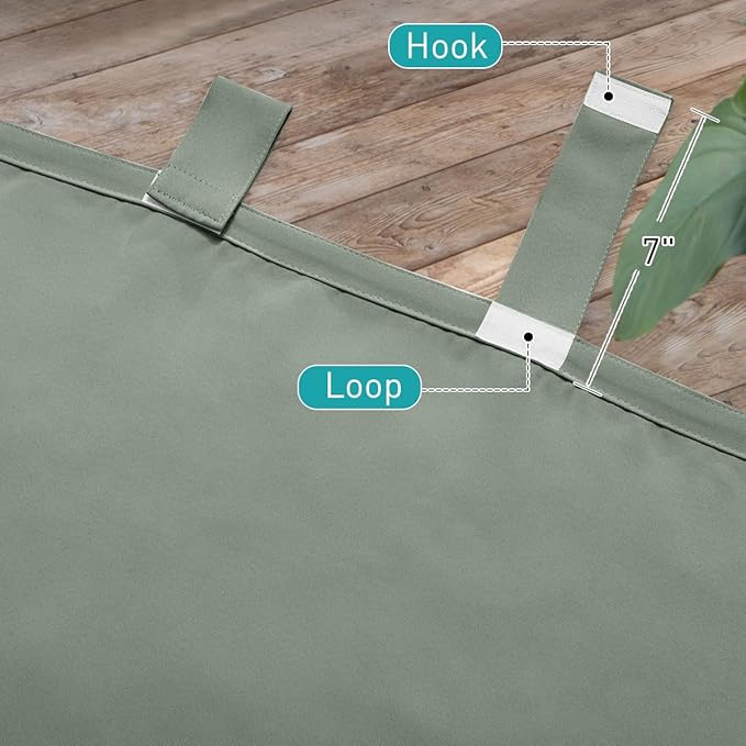 NICETOWN 2 Panels Outdoor Sage Green Curtainss Waterproof - Image 6