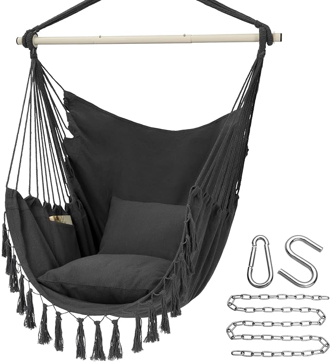 Y- STOP Hammock Chair Hanging Rope Swing, Max 500 Lbs, 2 Cushions Included by Y-STOP