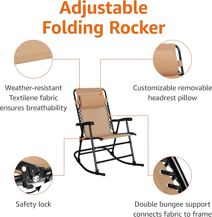 Amazon Basics Outdoor Portable Folding Rocking Chair - Image 5