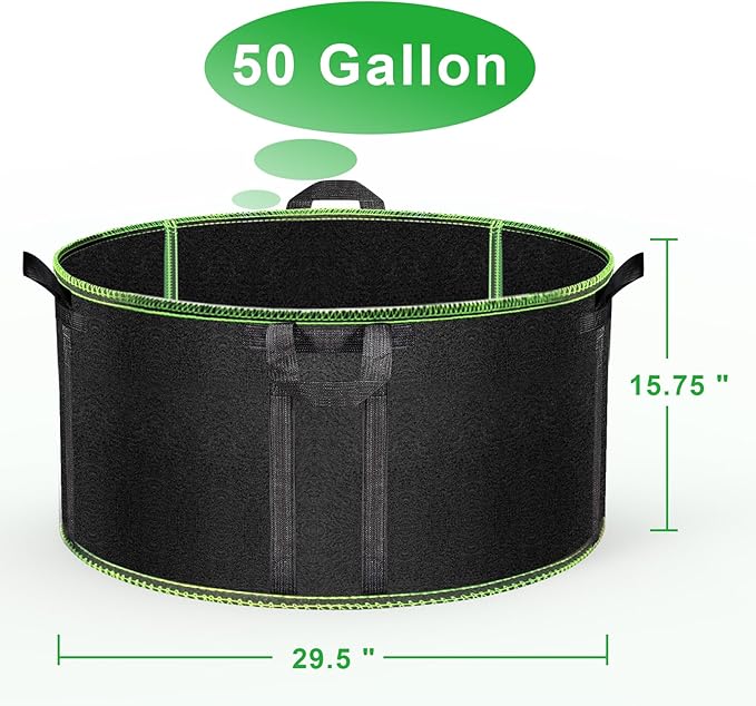 50 Gallon Large Grow Bags 3 Pack - 320G Thickened Nonwoven Aeration Planter - Image 2