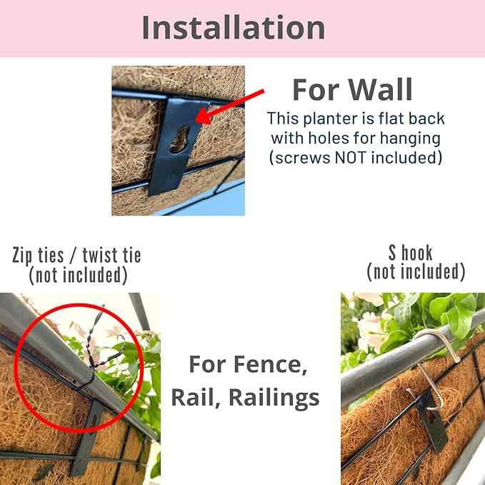 LaLaGreen Wall Planters for Outdoor Plants Window Flower Boxes Basket Attach to - Image 3