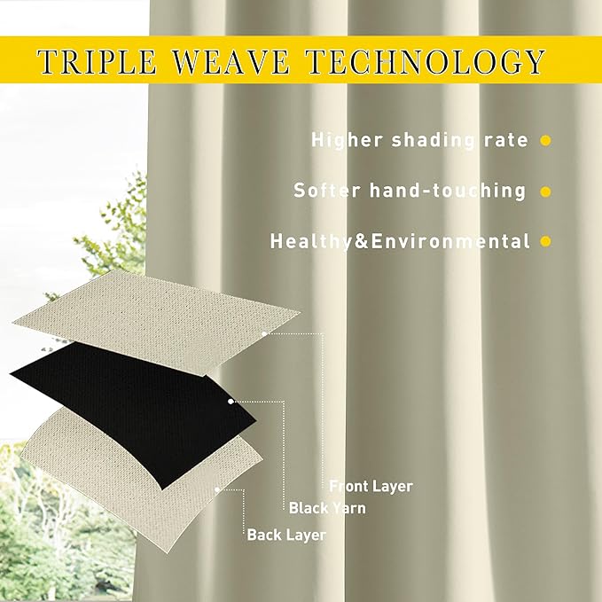NICETOWN 2 Panels Waterproof Outdoor Curtains Fixed Grommet & Back Tab on Top & - Image 6