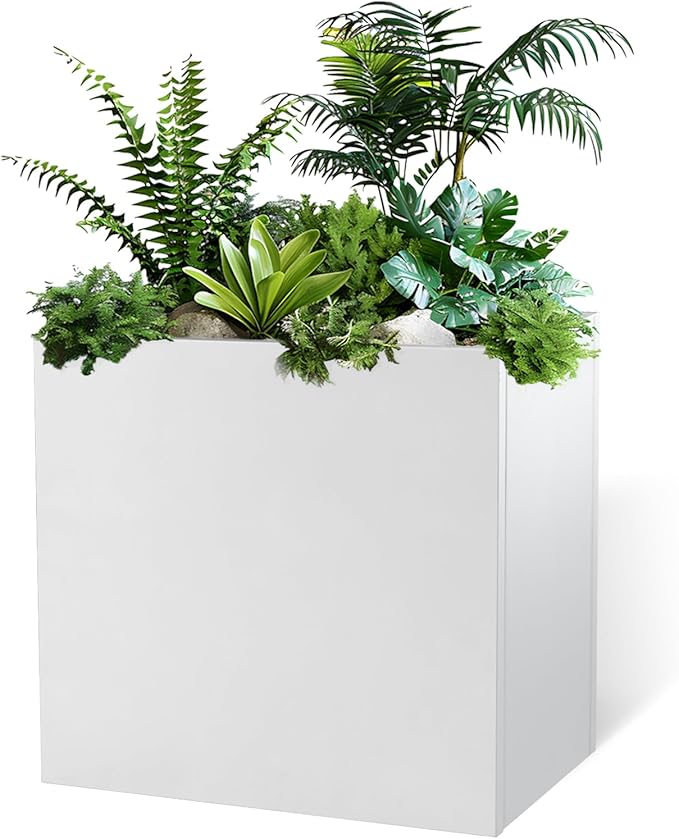White Metal Planter Box 30" x 12" x 24" by DISCOVERINGBEAUTY