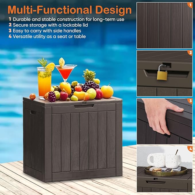 Sweetcrispy Deck Box with 31 Gallon Capacity, Weatherproof Resin Lockable - Image 5