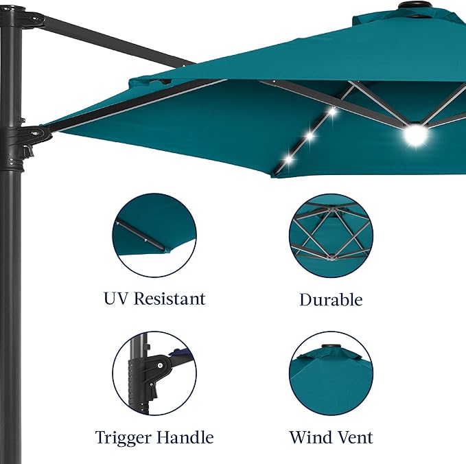 Best Choice Products 10ft Solar LED Offset Cantilever Hanging Market Patio - Image 8