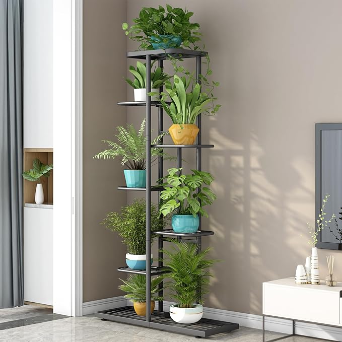 LINZINAR Plant Stand Metal 7 Tier 8 Potted Multiple Flower Pot Holder Shelf - Image 2