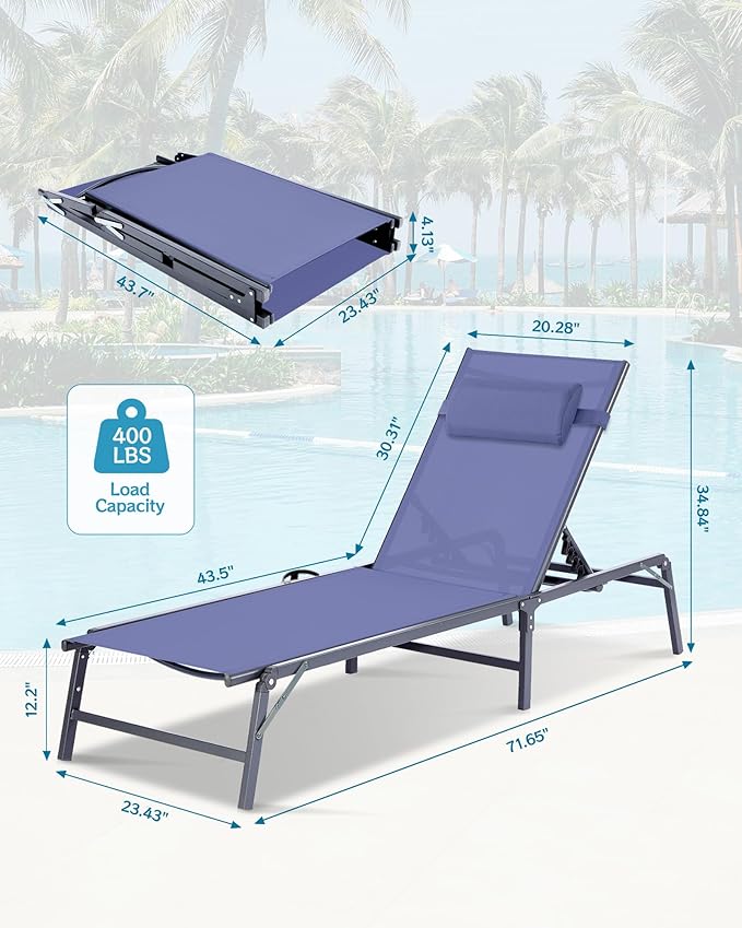 Foldable Chaise Lounge Chair - Image 3
