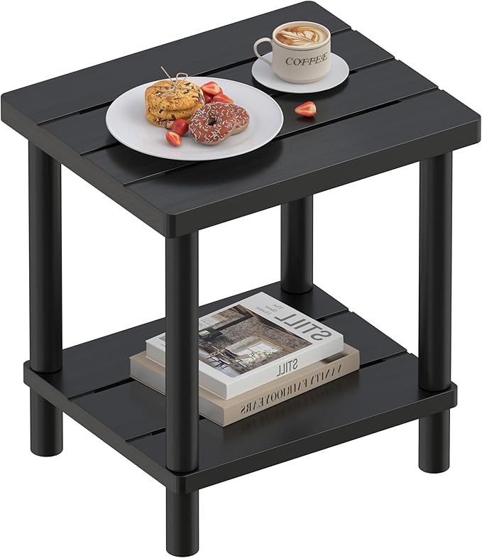 Outdoor Side Table, 2-Tier Small Outdoor Table by LEJANEOYE