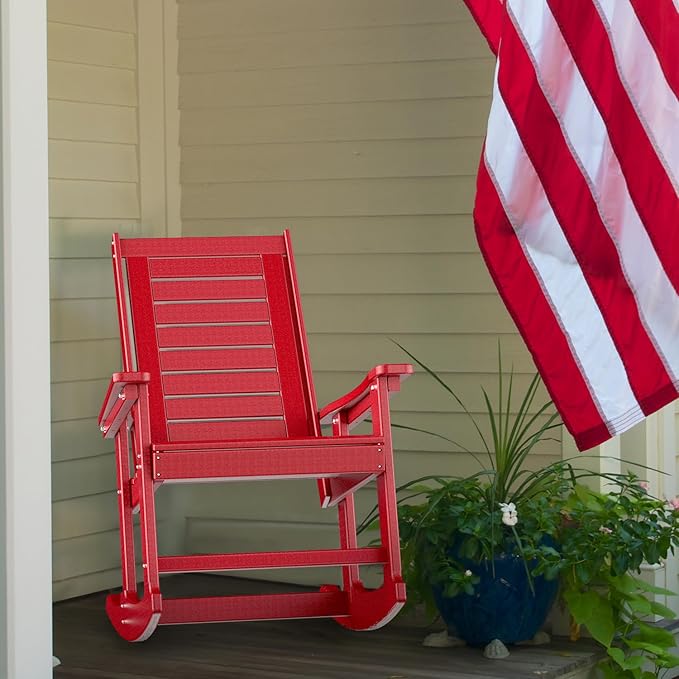 GREENVINES Outdoor Rocking Chairs | Set of 2 | Porch Rocker | HDPE Plastic | - Image 6