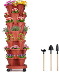 DUNCHATY Stackable Planters 7 Tier Vertical Garden Planting Tower Planters by DUNCHATY