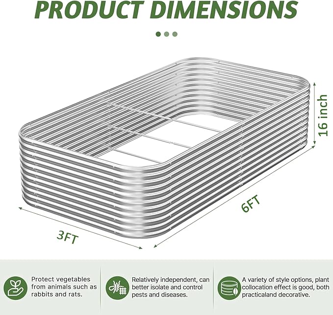2 Pack Tall 6x3FT Corrugated Galvanized Steel Raised Garden Bed Outdoor - Image 2