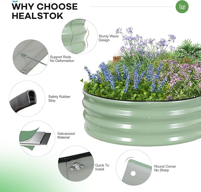 Galvanized Raised Garden Bed Outdoor, Rust-Resistant Garden Planter Box - Image 3