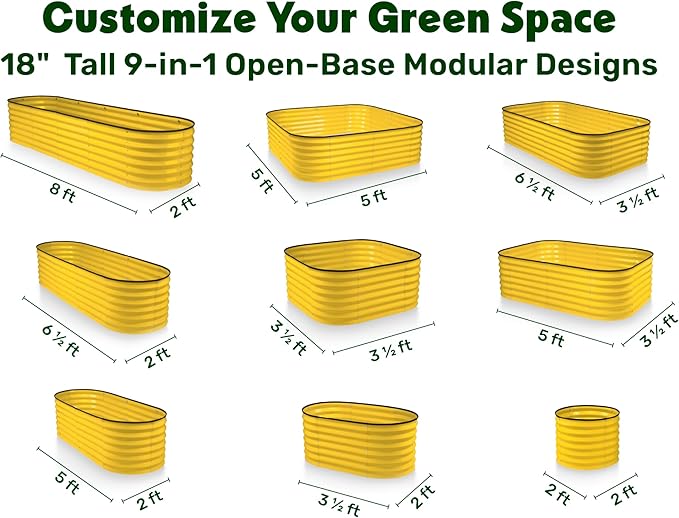9-in-1 Galvanized Steel Raised Garden Bed // 8×2×1.5 ft Modular Planter - Image 2
